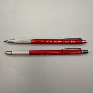 2 Vintage Koh I Noor Technigraph Adapto 5611 Clutch Mechanical Pencil Red Italy